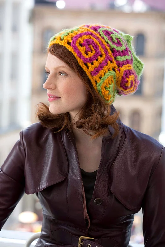 Beanies & headbands for older adults-Spiral Hat (Crochet)