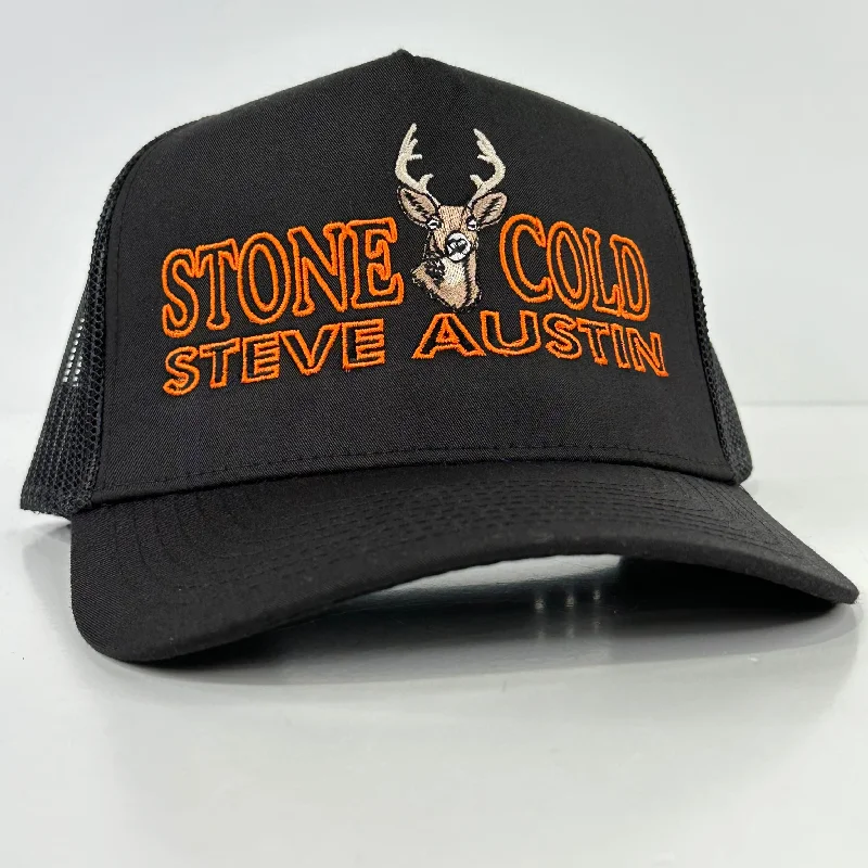 Beanies & headbands for all genders-STONE COLD BLACK SNAPBACK CAP HAT CUSTOM EMBROIDERED