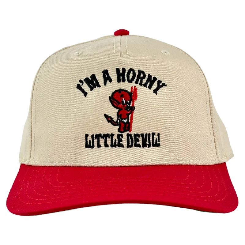 Beanies & headbands for authors-IM A HORNY LITTLE DEVIL HAT Custom Embroidery