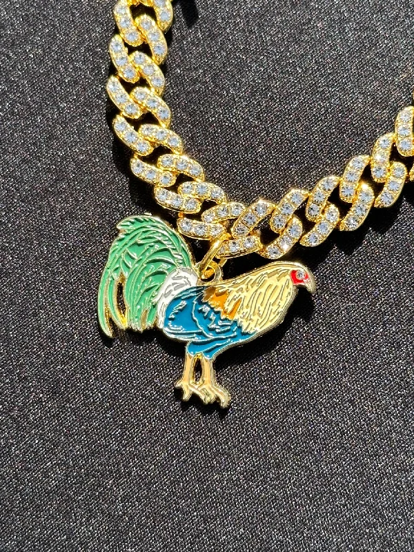 Beanies & headbands for trend chasers-*NEW GOLD "EL GALLO" EXCLUSIVE ICED OUT CHAIN W/ RHINESTONES (VERY LIMITED)