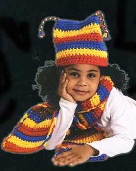 Beanies & headbands for full outfits-Primary Stripes Child's Hat and Scarf Pattern (Crochet)