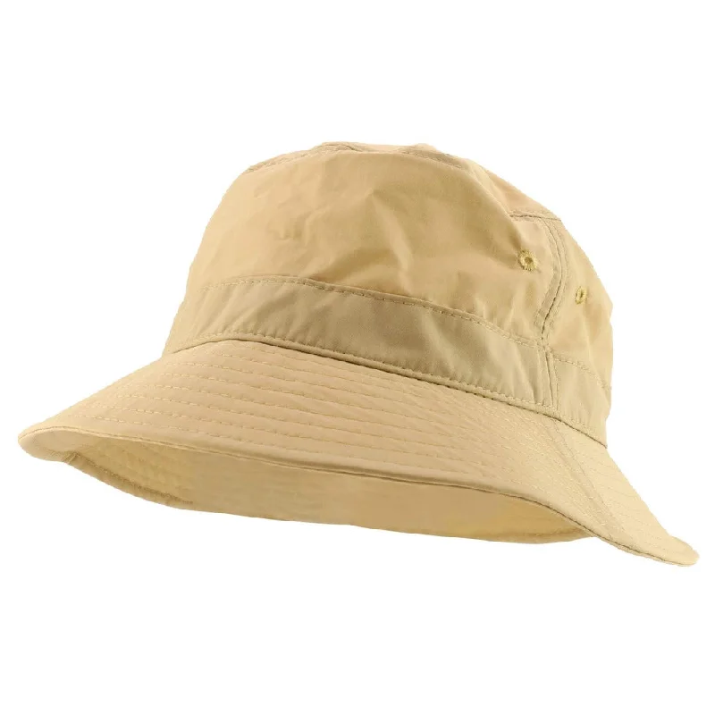 Bucket hats for beach-Wool hats cozy feel-Short Brim Polyester Bucket Hat - Khaki