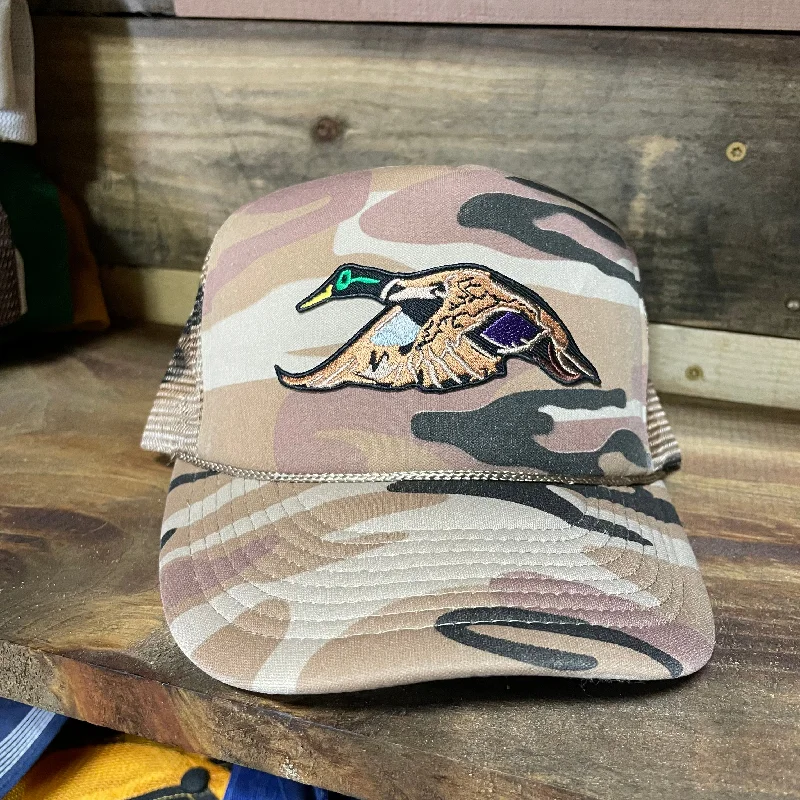 Beanies & headbands for charm boosts-Custom Mallard Duck Vintage Patch Woodland Camo Rope Mesh Trucker Snapback Cap Hat