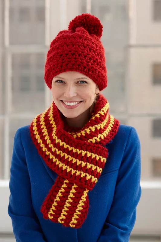 Beanies & headbands for trade shows-School Colors Hat and Scarf Set (Crochet) - Version 3