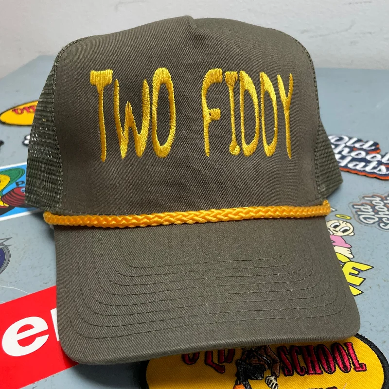 Beanies & headbands for all years-Rowdy Roger Official Two Fiddy Mesh with Yellow Rope Snapback Hat Cap