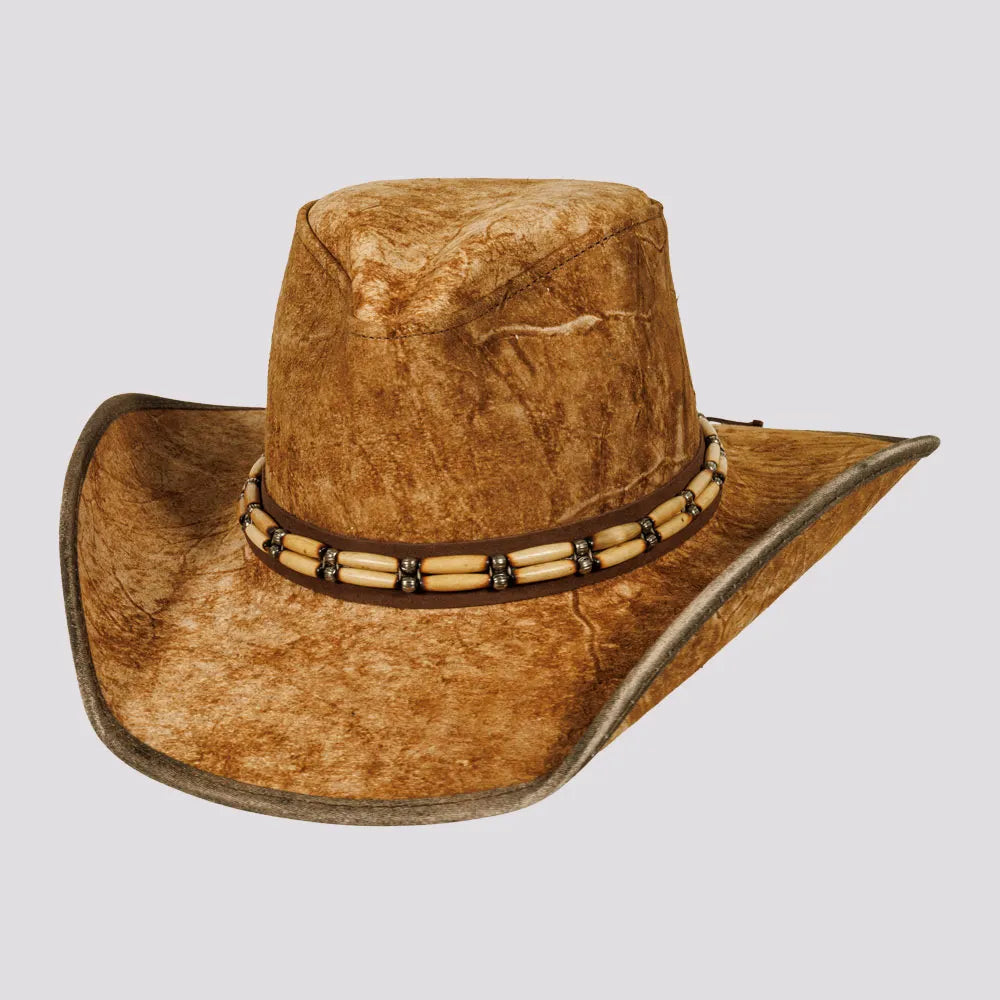 Womens Hats for quiet feasts-Ambush | Womens Leather Outback Hat with Bead Trim