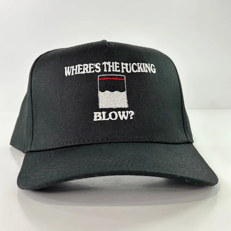 Beanies & headbands for muggy weather-Blow Black SnapBack Hat Cap Custom Embroidered