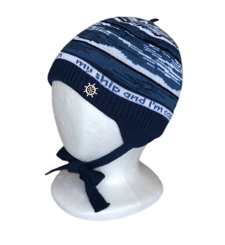 Beanies & headbands for hoodie vibes-Knitted winter Hat for Boys with ties