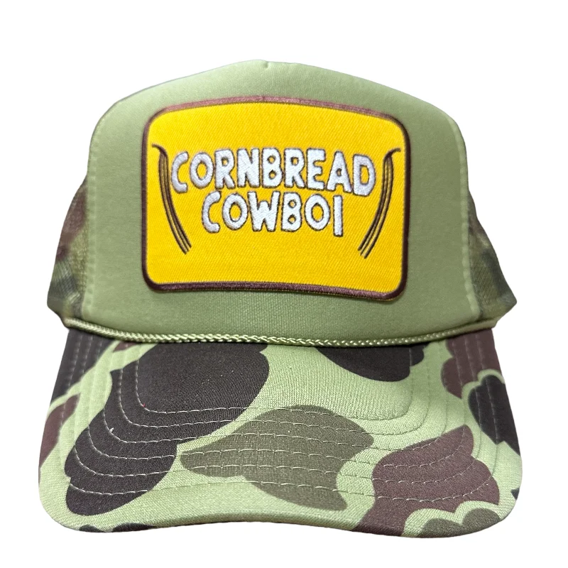 Beanies & headbands for sharp edges-CORNBREAD COWBOI Patch Camo Snapback Cap Hat