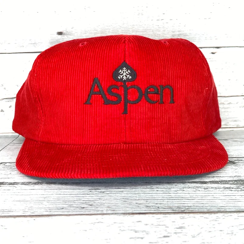 Beanies & headbands for hook fans-Vintage Aspen Colorado Red corduroy Snapback hat cap