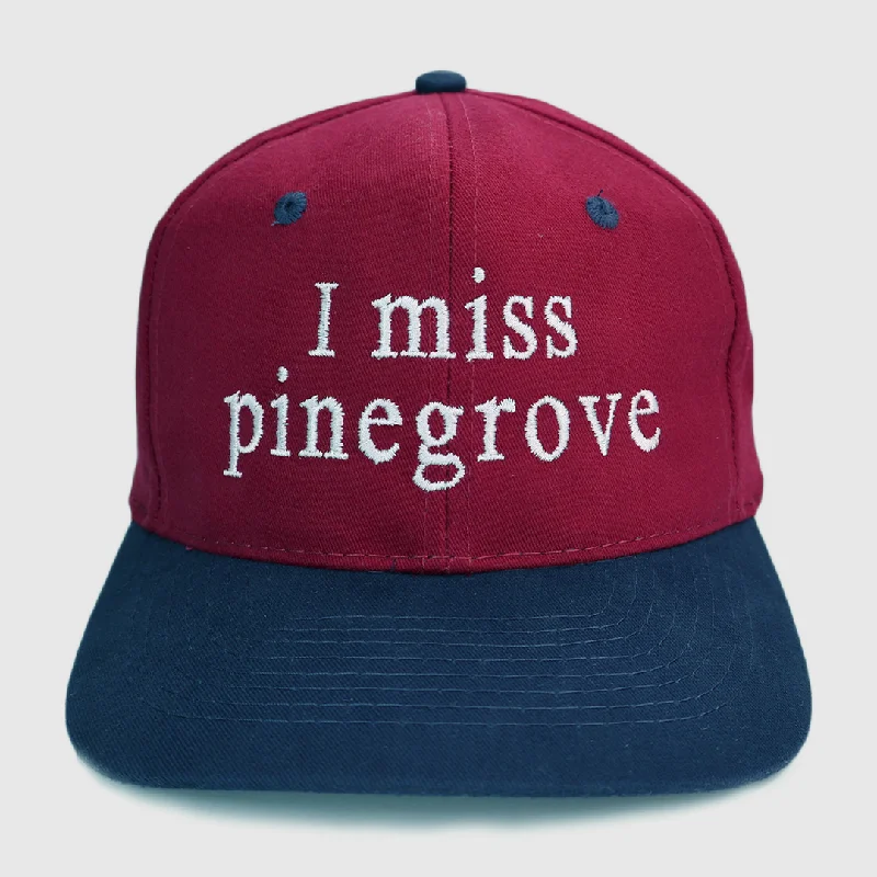 Beanies & headbands for own designs-I Miss Pinegrove Custom Embroidered Strapback Maroon/Navy Cap Hat