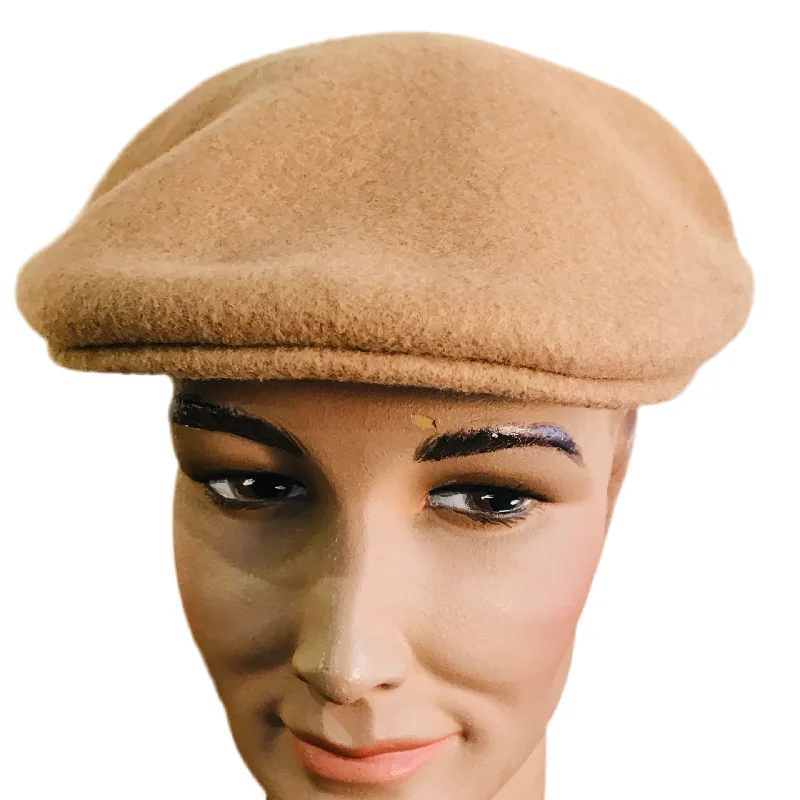 Wool hats wrinkle free-Luton Cheese Cutter Flat Cap Wool Felt - Camel - S/M and M/L