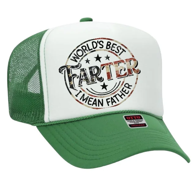 Beanies & headbands for baseball gear-Worlds best farter I mean father custom print mesh trucker SnapBack hat cap