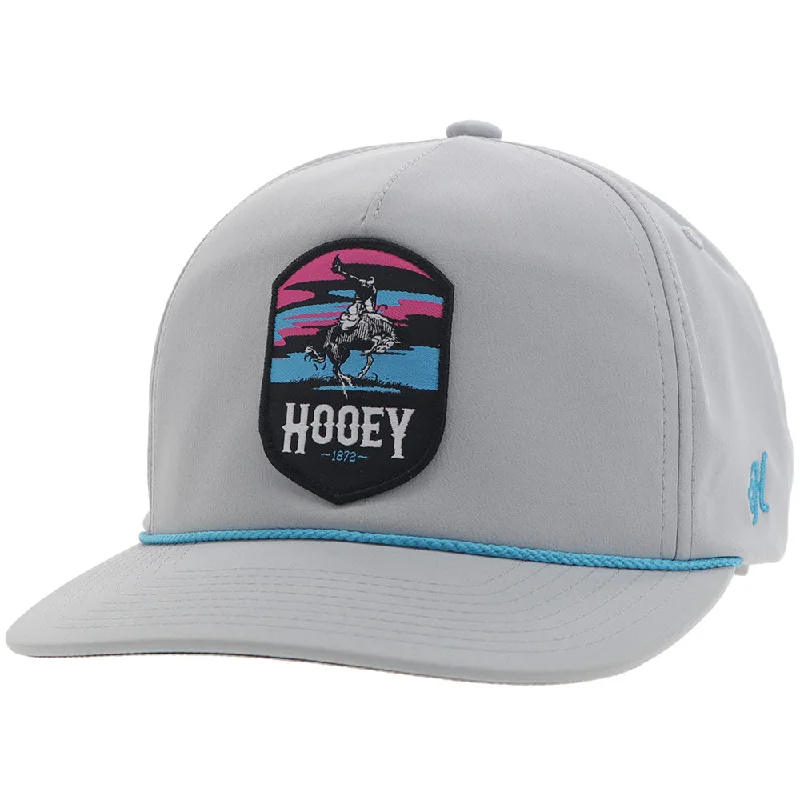 Beanies & headbands for low valleys-"Cheyenne" Hooey Hat Grey w/Pink/Blue/Black Patch