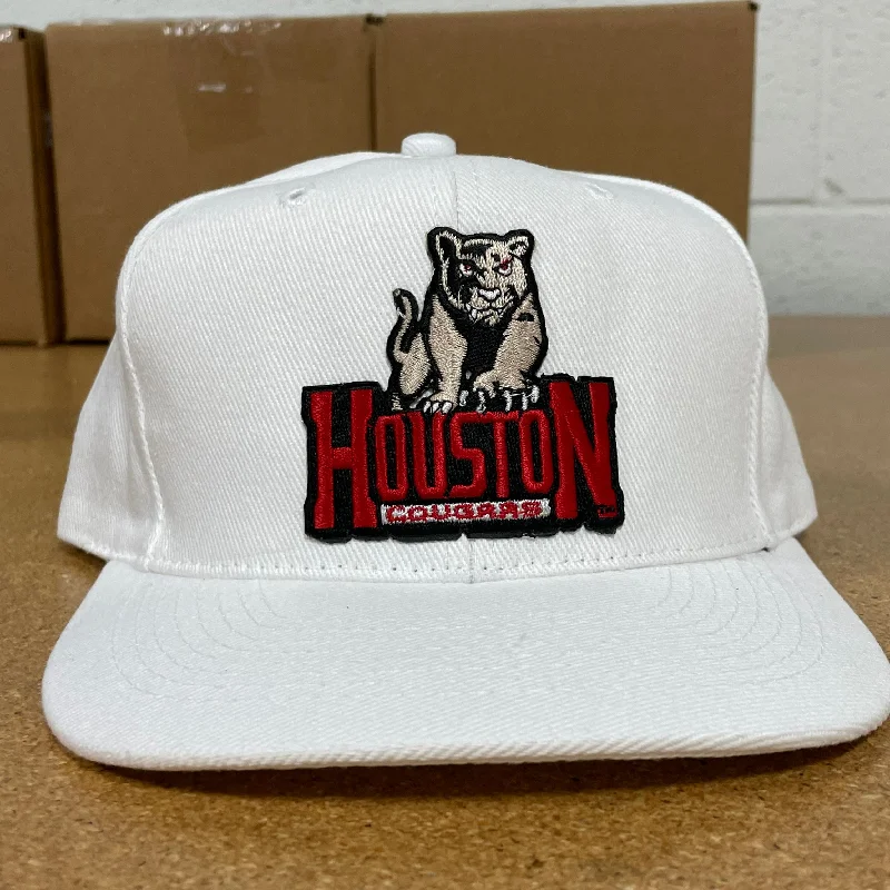 Beanies & headbands for summer runs-Custom University of Houston Cougars Vintage Patch White SnapBack Hat Cap Ready to ship