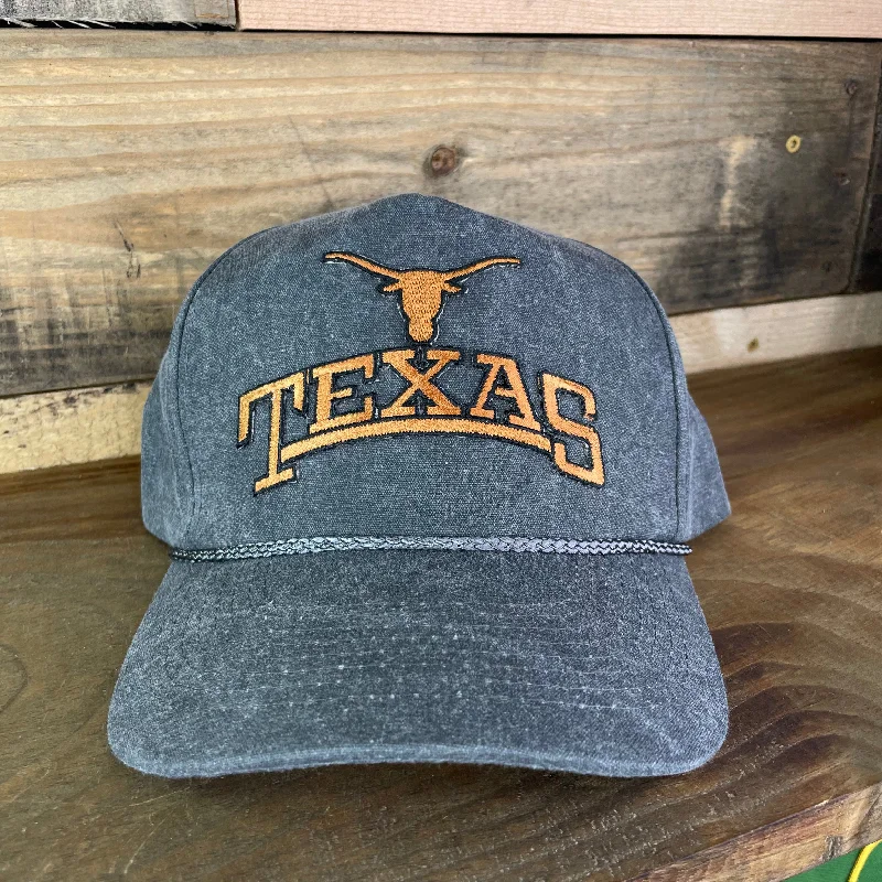 Beanies & headbands for hoodie vibes-Custom Texas Longhorns Vintage Patch Charcoal Rope Snapback Cap Hat