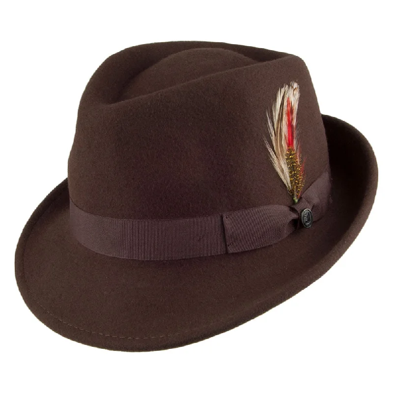 Beanies & headbands for cool touches-Detroit Trilby Hat - Brown