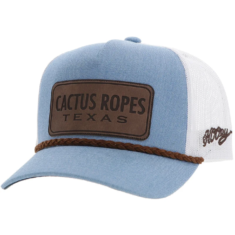 Beanies & headbands for slim bands-"CR107" Cactus Ropes Hat Denim/White w/Leather Patch