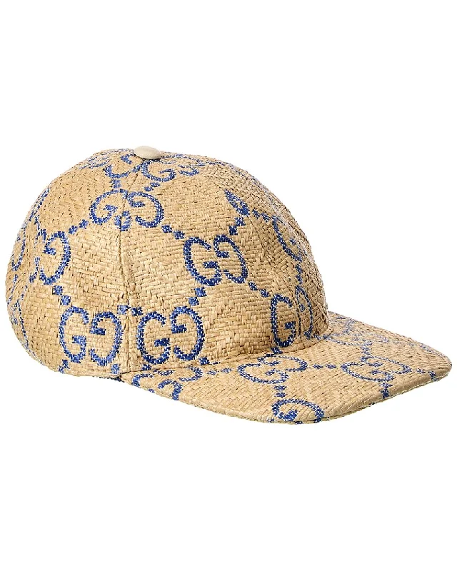 Baseball caps stain proof-Baseball caps stain proof-Baseball Caps with Line Patterns-Gucci Leather-Trim Baseball Cap