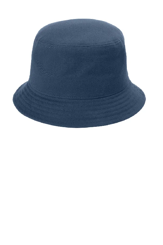 Bucket hats modeling-Wool hats for pet beaches-Port Authority Mens Twill Short Brim Bucket Hat - River Navy Blue - New