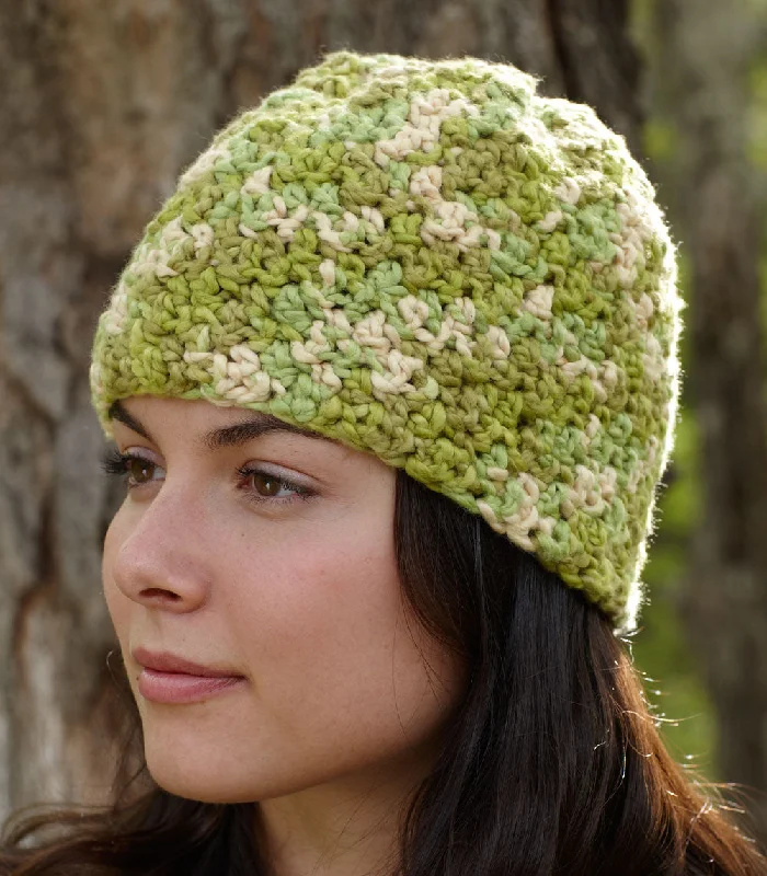 Beanies & headbands for neutral hues-Organic Green Hat Pattern (Crochet)