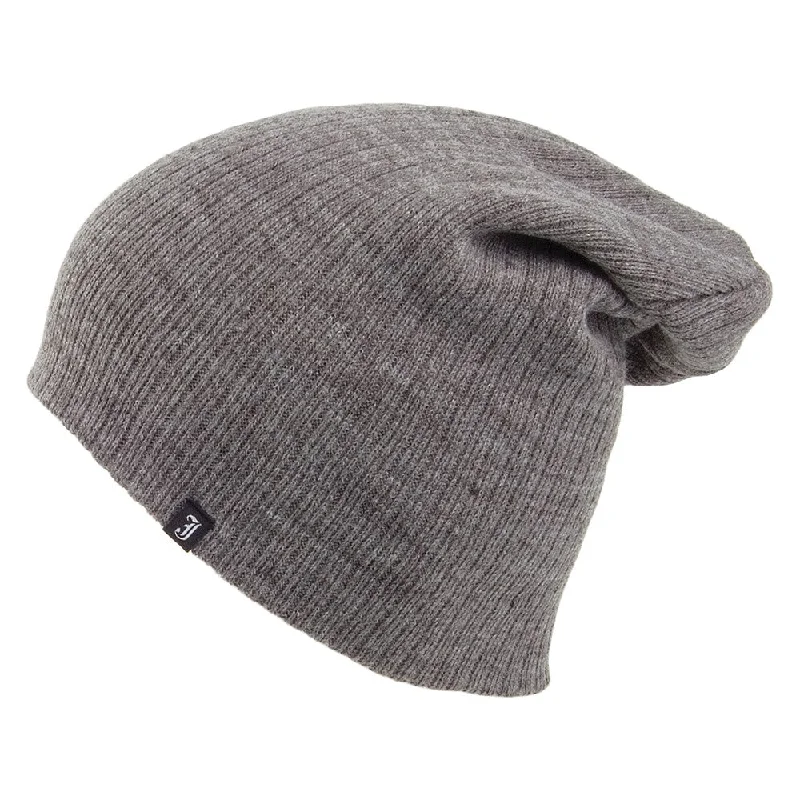 Beanies & headbands for cotton blends-Oversized Ribknit Beanie Hat - Grey