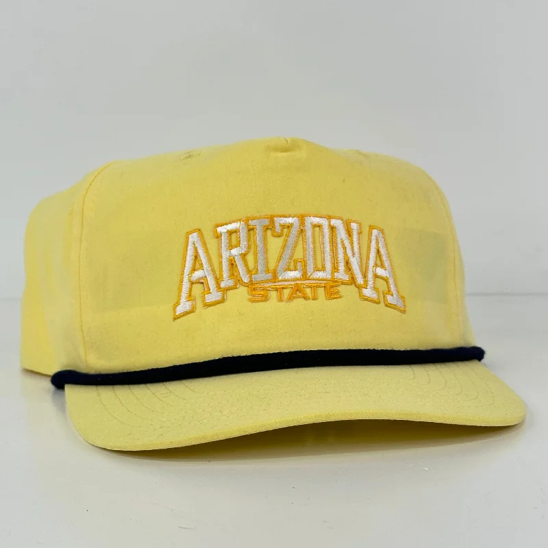 Beanies & headbands for custom looks-Custom Arizona State Patch on a Yellow Rope SnapBack Hag Cap