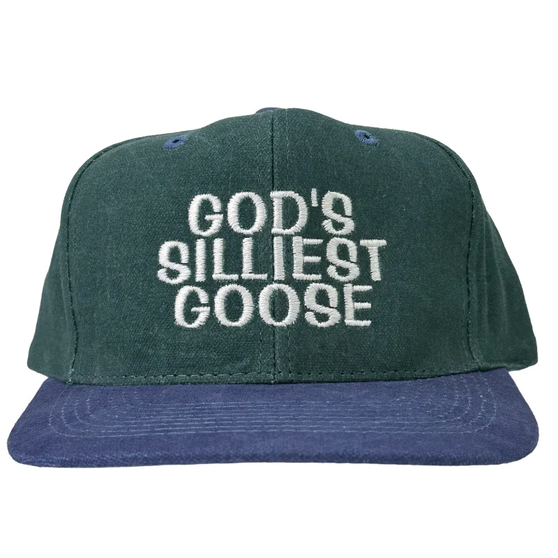 Beanies & headbands for bride squads-GOD'S SILLIEST GOOSE MID Crown Green Navy Blue Strapback Hat Cap Custom Embroidery Tony Cavalero