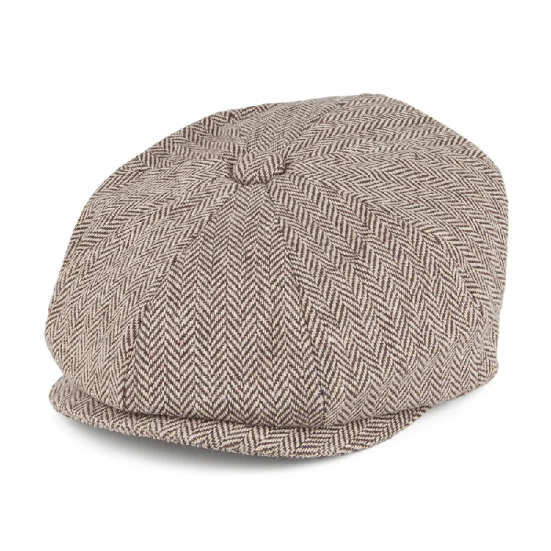 Beanies & headbands for camo designs-Kids Herringbone Newsboy Cap - Brown