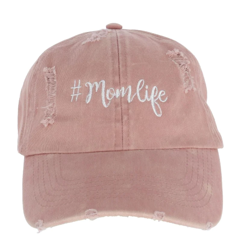 Baseball caps tropical-Baseball caps tropical-Baseball Caps for Day Outings-Women's Distressed Mom Life Embroidered Baseball Cap