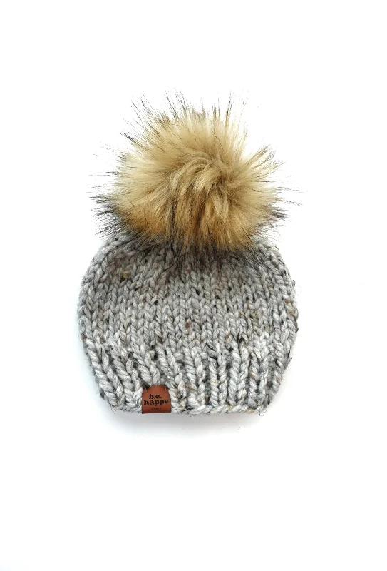 Beanies & headbands for skate parks-Adult Knit Pom Hat | Grey Beanie