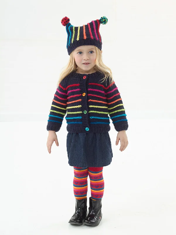 Beanies & headbands for back ups-Colorful Cardigan And Hat Pattern (Knit)