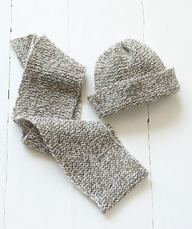 Beanies & headbands for little ones-Loom Knit Tweedy Hat &  Scarf