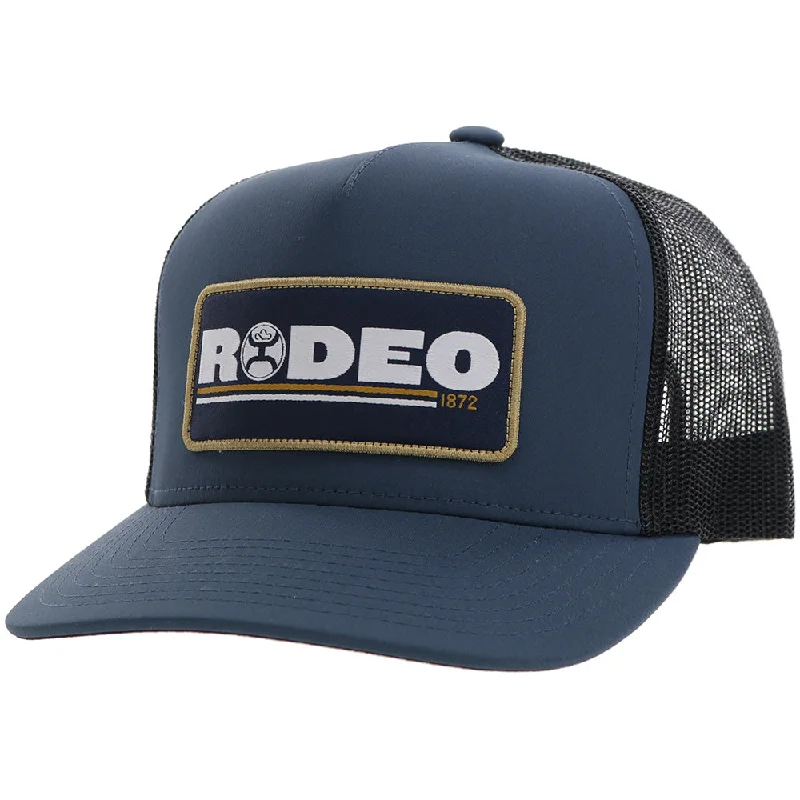 Beanies & headbands for street vibes-"Rodeo" Hooey Hat Navy/Black w/Navy/White/Yellow Patch