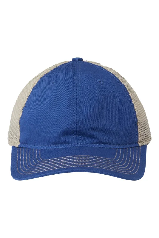 Mens hats for kettlebell workouts-Mens hats for snow days-The Game Mens Soft Snapback Trucker Hat - Royal Blue/Khaki