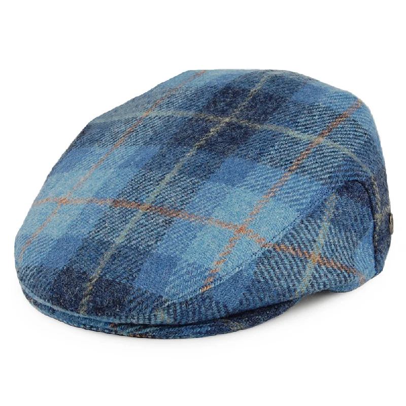 Beanies & headbands for warm insulation-Harris Tweed Bay River Flat Cap - Blue-Navy