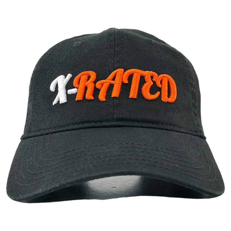 Beanies & headbands for soft pastels-X RATED HAT Strapback BLACK Funny Dad CAP Custom Embroidered