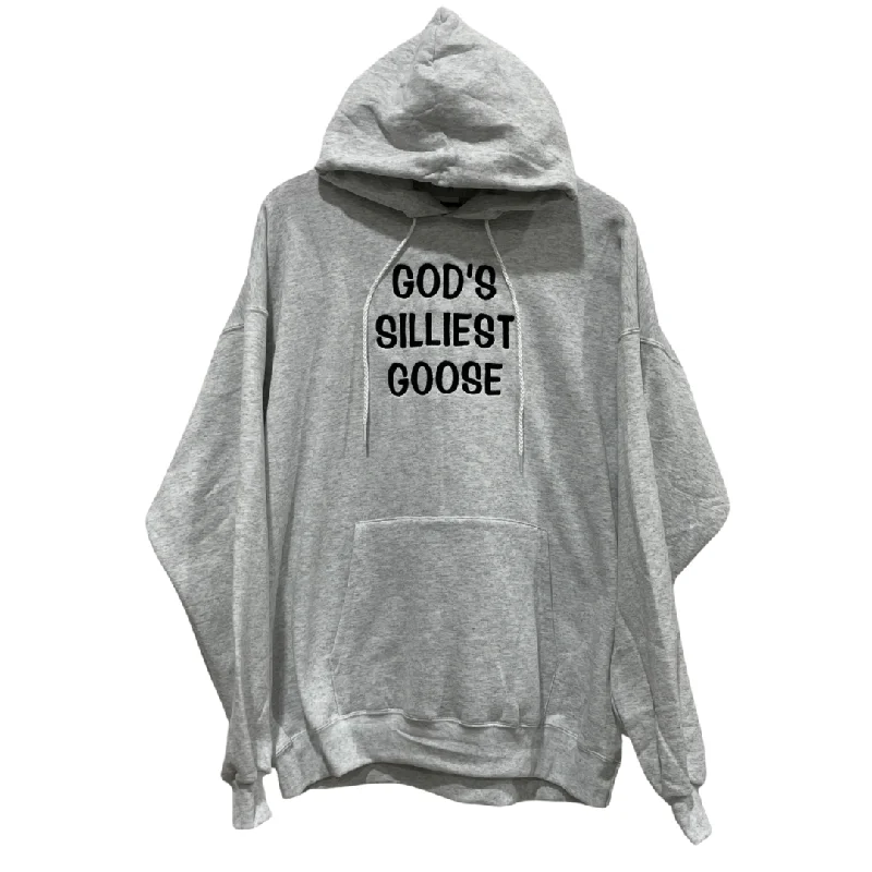 Beanies & headbands for all feels-God's Silliest Goose Ash Gray Hoodie Custom Embroidered