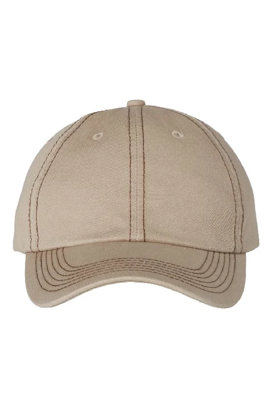 Mens hats with vortex designs-Mens hats for street fairs-Valucap Mens Adult Bio-Washed Classic Adjustable Dad Hat - Khaki/Brown Stitch