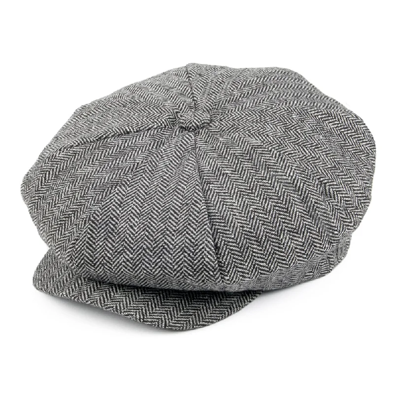 Beanies & headbands for top knots-Herringbone Big Apple Cap - Grey