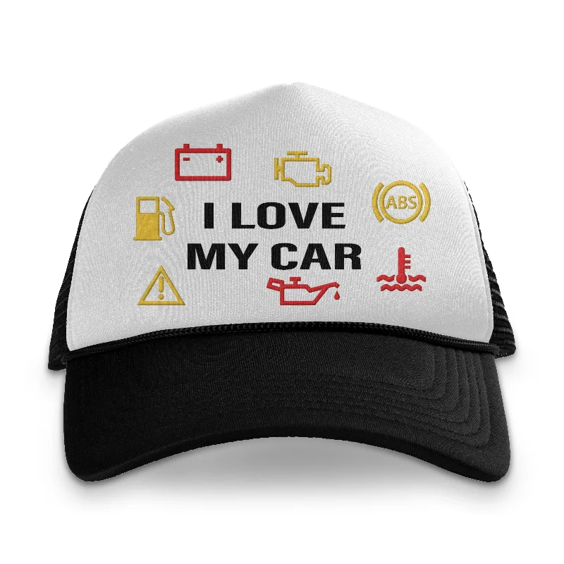 Beanies & headbands for rainy walks-I Love My Car Custom Printed Hat