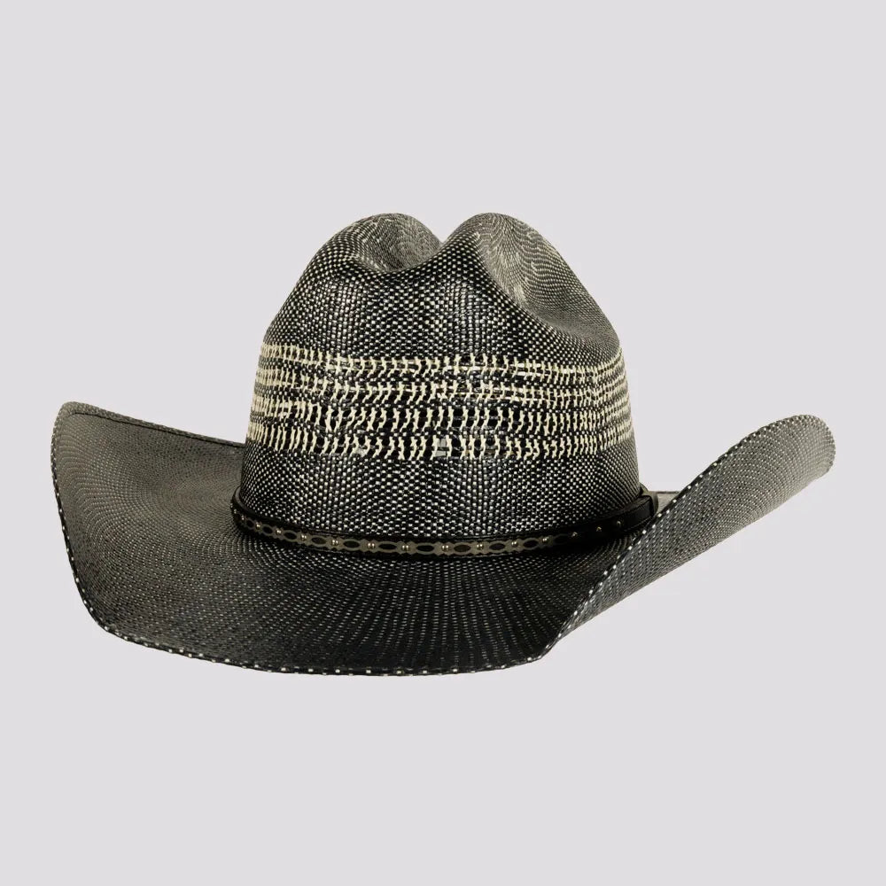 Womens Hats with snap trim-Stallion | Womens Navy Bangora Straw Western Cowgirl Hat