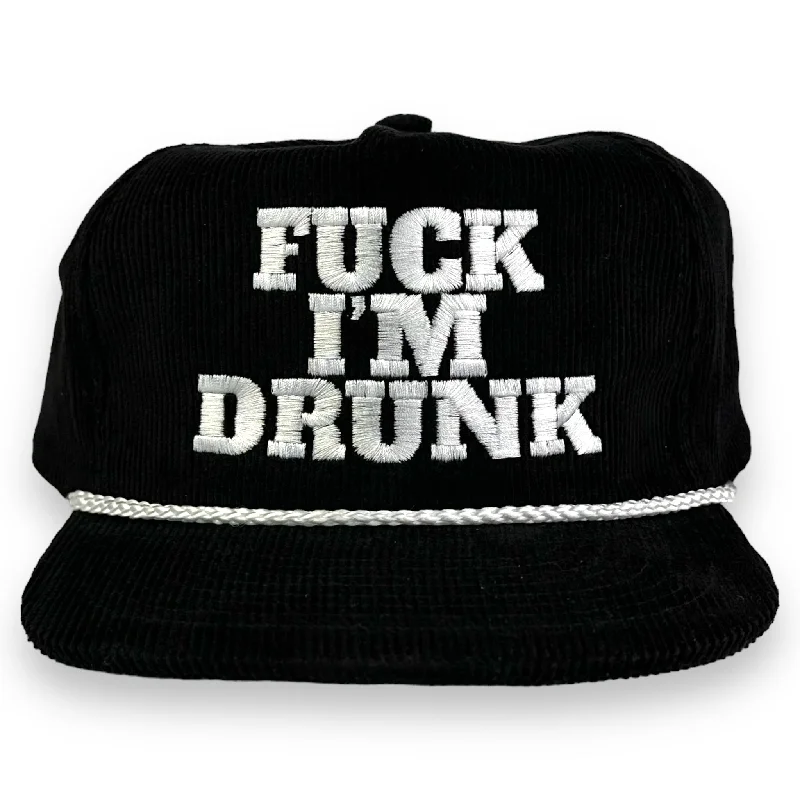 Beanies & headbands for closet hangs-F IM DRUNK HAT Custom Embroidered