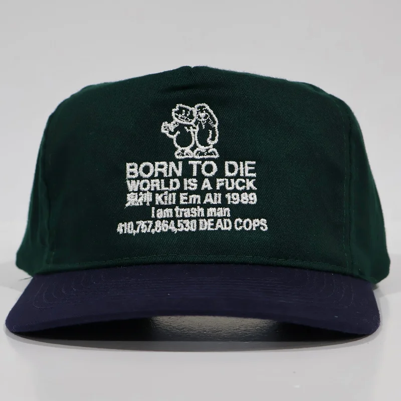 Beanies & headbands for health fights-Born to D World is a F Custom embroidered Strapback cap hat Vintage blank