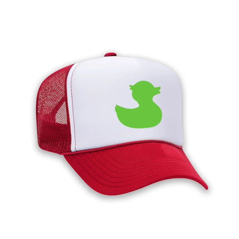 Beanies & headbands for baggy beanies-TownPool Duck Trucker Hat (Red/Green)