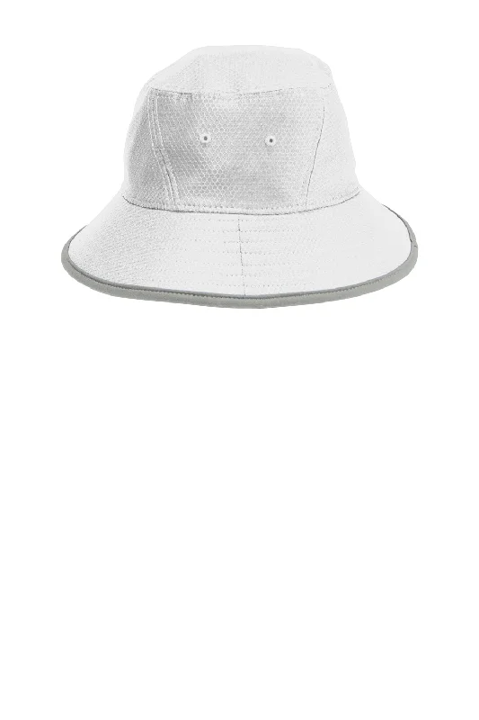 Bucket hats with logo-Wool hats with pom pom-New Era Mens Hex Era Moisture Wicking Bucket Hat - White/Rainstorm Grey