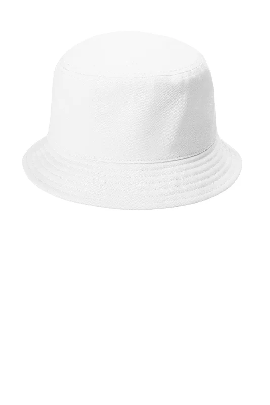 Bucket hats fashion show-Wool hats for pet wear-Port Authority Mens Twill Short Brim Bucket Hat - White - New