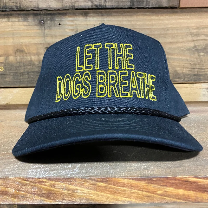 Beanies & headbands for morning runs-Let the dogs breathe black rope Snapback hat cap custom embroidery