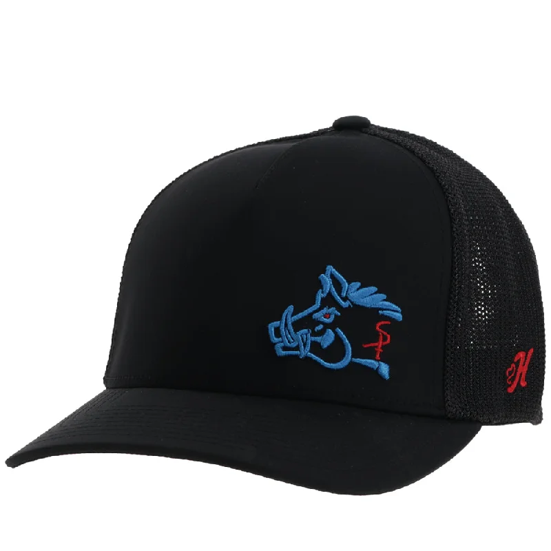 Beanies & headbands for every wave-"Sniper Pig" Hat Black w/Blue & Red Logo