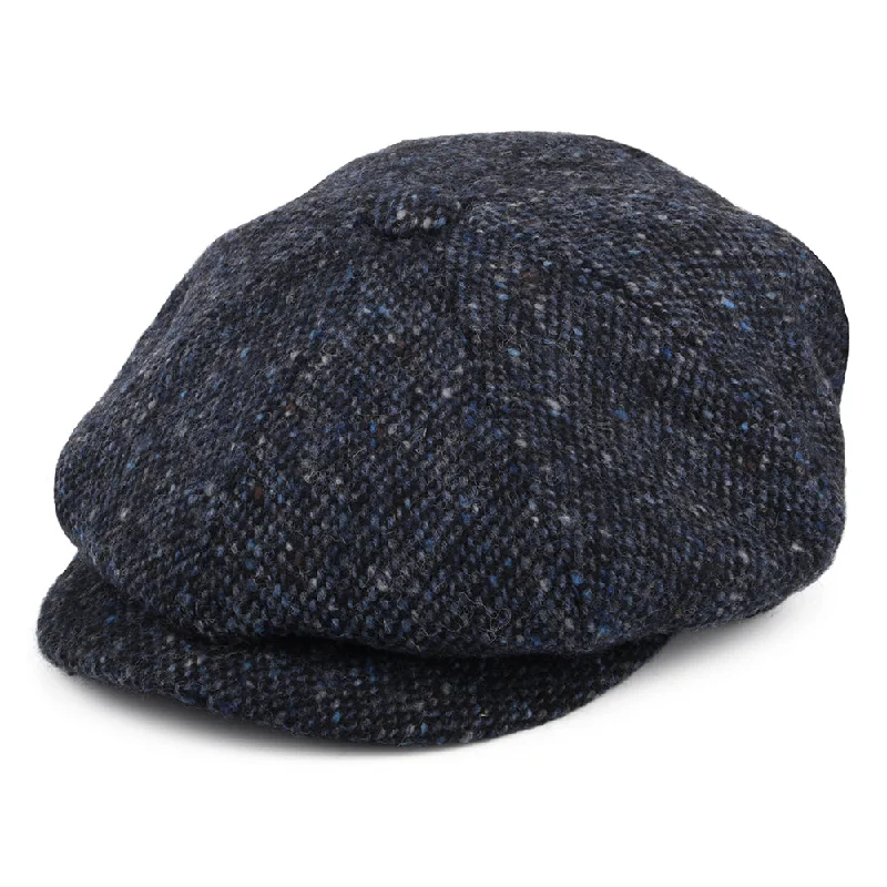 Beanies & headbands for sport looks-Donegal Tweed Marl Glenborin Newsboy Cap - Blue-Black